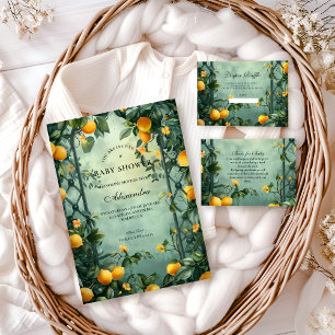 Invitation Baby Shower Citron Menthe Douce