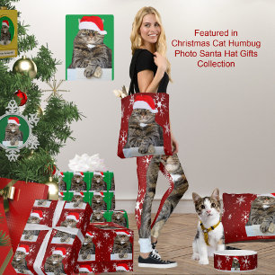 Cartes Pour Fêtes Annuelles Photo de Noël Humbug de chat avec Santa Hat