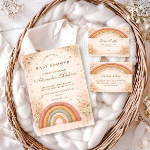 Moderne Boho-Regenbogen-Baby-Party Einladung