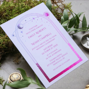 Save The Date Deux photos célestes rose lavande mystique