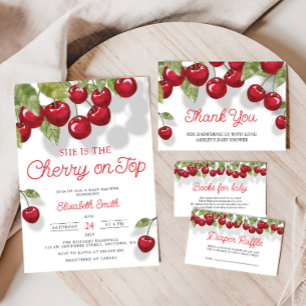 Cherry on Top Watercolor Babydusche Vielen Dank Karte