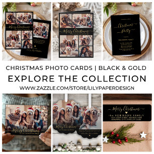 Elegantes Black and Gold Script 2 Foto Weihnachten