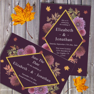 Romantische Herbstdahlia Hochzeit Save The Date
