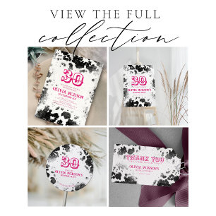 Chic Rustic Kuh Print Hot Pink 30. Geburtstag Part Serviette