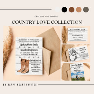 Invitation Country Love Western Rustic Photo Wedding