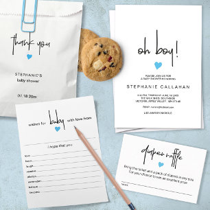 Moderne Baby Boy Dusche Einladung Blue Heart Motif