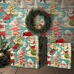 Retro Santa Wonderland Geschenkpapier