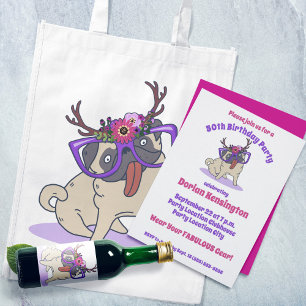 Invitation Cute Girly Boho Floral Carlin Violet Lunettes Anni