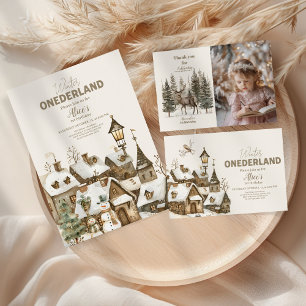 Boho Winter Onederland Birthday Einladung