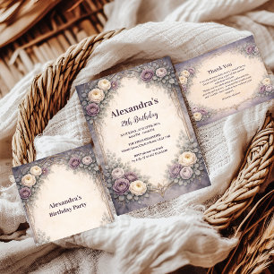 Assiettes En Carton Célébration d'anniversaire Florale Pastel Gothique