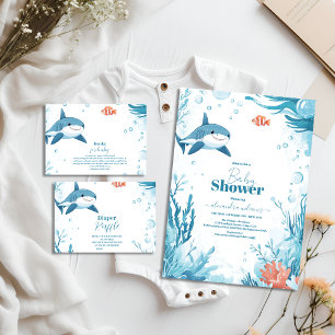 Invitation Le requin sous le Baby shower d'animaux marins