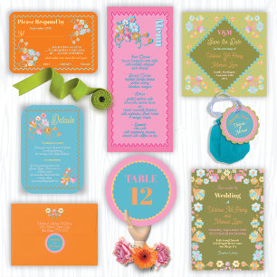 Invitation Broderie colorée de la morue Enregistrer la date I