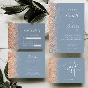 Papier Budget Dusty Blue Peach Parties scintillant Mariag