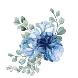 Ballotins Mariage aquarelle florale bleu poussiéreux