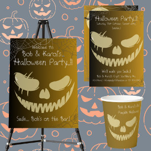 Evil Pumpkin Smile Halloween-Party Poster