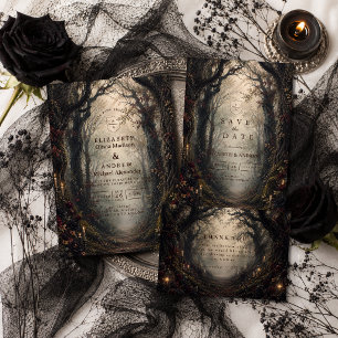 Gothic Dark Woodland Hochzeit Dankeskarte