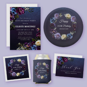 Rafraîchisseur Pour Canette 100e anniversaire Personnalisé Moody Purple Flower