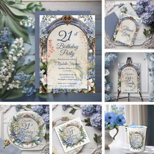 Eleganter Barockgarten 21. Geburtstag Party Einladung