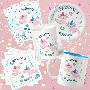 Bébé Axolotl Blanc Anniversaire Fête Invitation