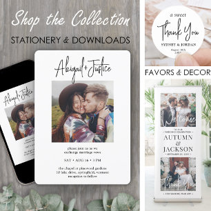 QR UAWG Chic Minimalistisch All-in-One 2-Foto Hoch Einladung