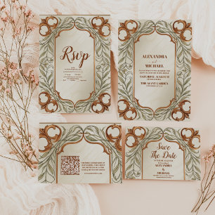 Art Nouveau Elegante Botanische Hochzeit RSVP Karte