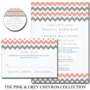 Invitation La collection moderne de Mariages Chevron - rose e