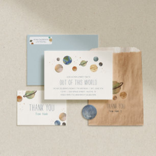 Sonnensystem-Aquarell Dankeskarte