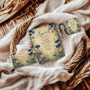 Invitation Photo Bleuet Art Nouveau Sweet Sixteen