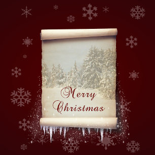 Merry Christmas Winter Parchment Illustration Feiertagspostkarte