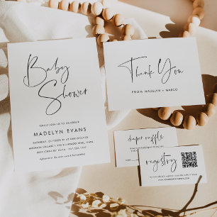Invitation Baby shower minimaliste moderne manuscrit