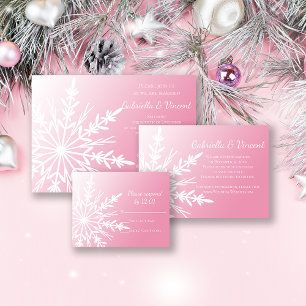 Weißer Schneeflocken auf pink Winter Wedding UAWG RSVP Karte