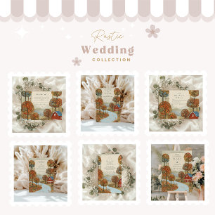 Rustikale Herbstfarm Hochzeit am Lakefront Einladung