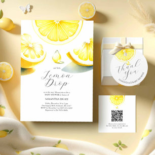 Autocollant citrons baby shower aquarelle