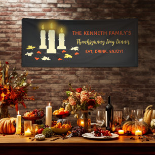 Invitation Bougies chaudes Feuilles colorés Dîner Thanksgivin