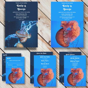 Hochzeit von Navy Blue Underwater Jellyfish RSVP Karte