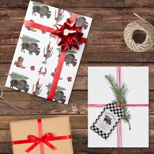 Bison Christmas Tree Ranch Wild West Christmas Wra Geschenkpapier