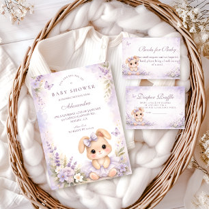 Lavender-Häschen-Blumen-Diaper-Verlosung Begleitkarte