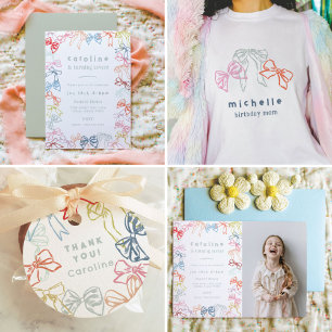 Ribbons and Bows Foto Girls Geburtstagsparty Einladung