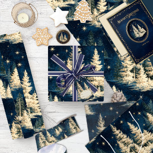 Ruban En Satin Étoile de Noël vintage de la forêt hivernale étoil