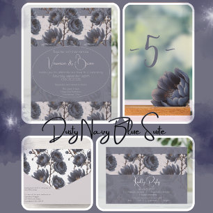 Elegant Dusty Navy Blauer Hochzeitstag RSVP Karte