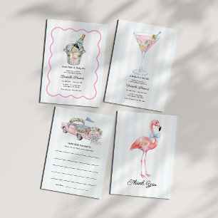Palm Beach Flamingo Preppy Junggesellinnenabschied Dankeskarte