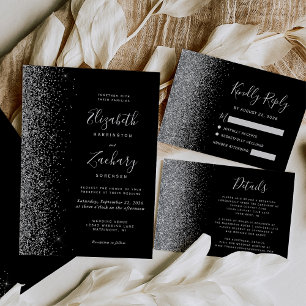 Invitation Mariage de bord de Parties scintillant moderne Bla