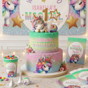 Glitzer Regenbogen Einhorn magischer Papier Teller