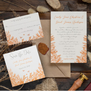 Blue Green Wildblume Bumble Bee Wedding lädt ein Einladung