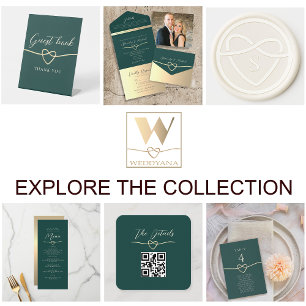 Gold Emerald Green Wedding Invitation