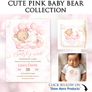 Baby Girl Name Pink Bear Geschenkpapier