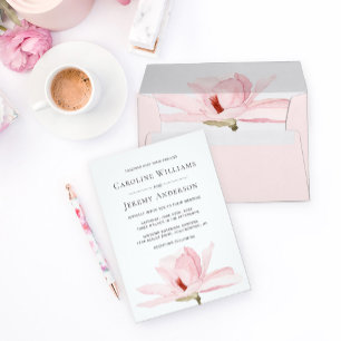 Charming Pink Magnolia Hochzeitseinladung Einladung