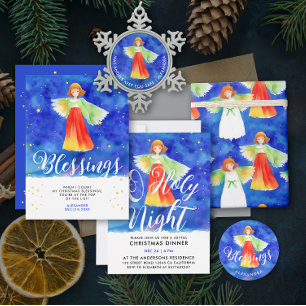 Heiliger Wächter Angel Segen Weihnachtswasserfarbe Einladung