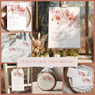 Boho Floral Baby Brunch Runder Aufkleber