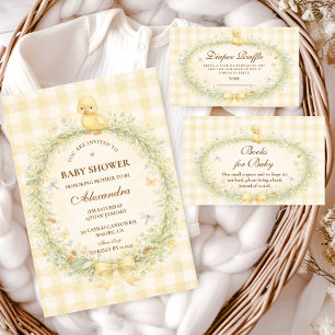 Vintage Entlein Floral Windel Tombola Begleitkarte